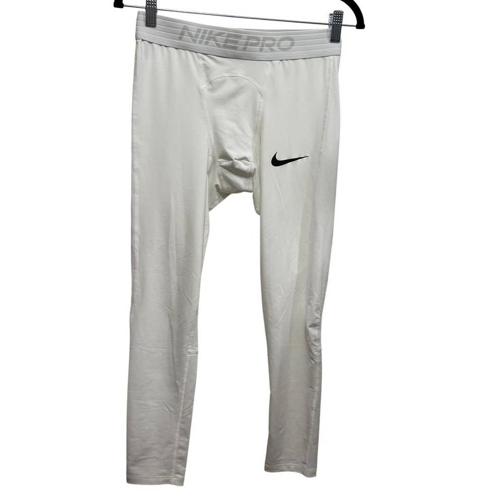 Nike Pro Dri-FIT Mens‎ White Compression Training Tights Medium Tall